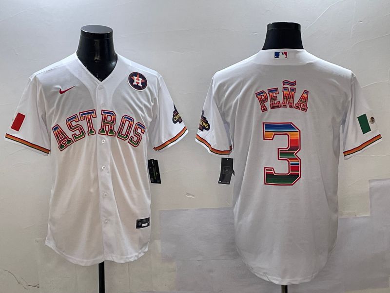 Men Houston Astros #3 Pena White Mexico 2025 Nike MLB Jersey style 3->houston astros->MLB Jersey